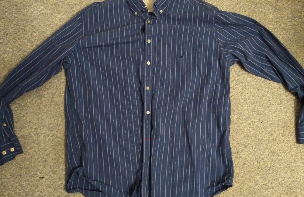 Vintage Nautica Blue Dress Shirt w/Pinstripes